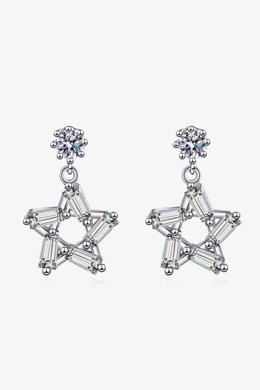 925 Sterling Silver Inlaid Moissanite Star Earrings - lolaluxeshop