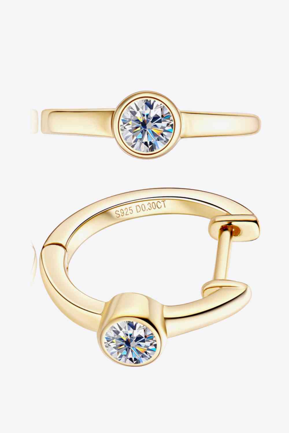 18k Gold-Plated Inlaid Moissanite Huggie Earrings - lolaluxeshop