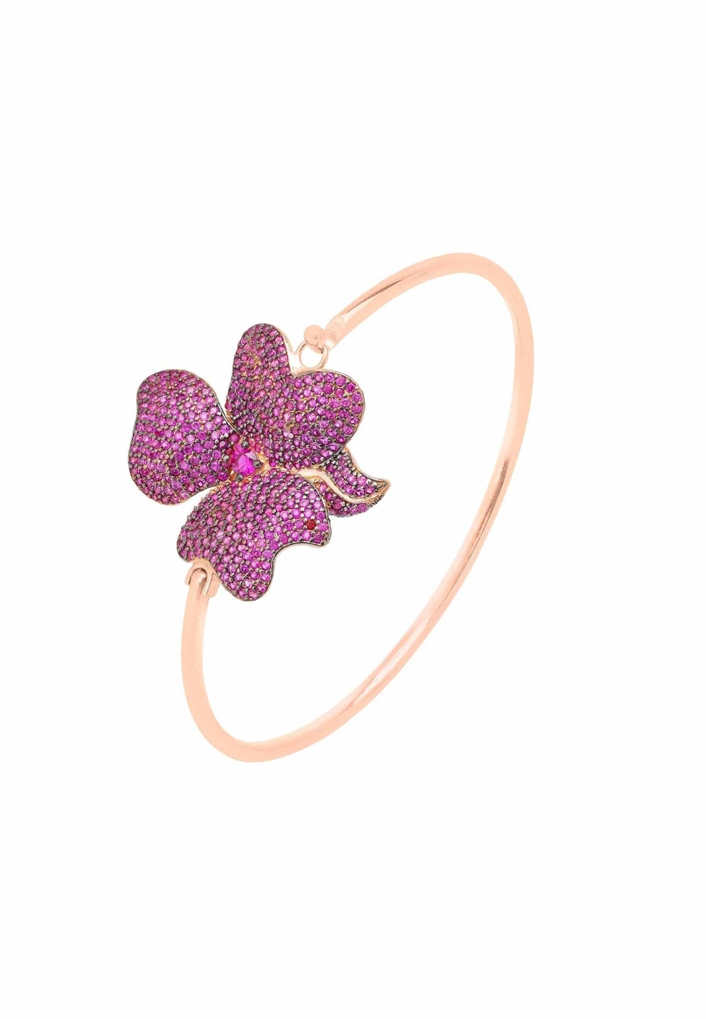 Flower Large Statement Cuff Bracelet Rosegold Ruby - lolaluxeshop