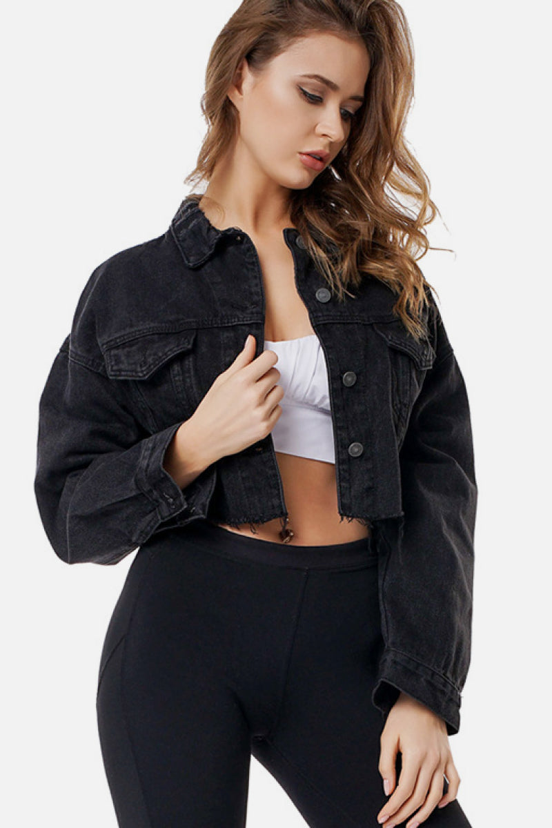 Raw Cropped Denim Jacket - LOLA LUXE