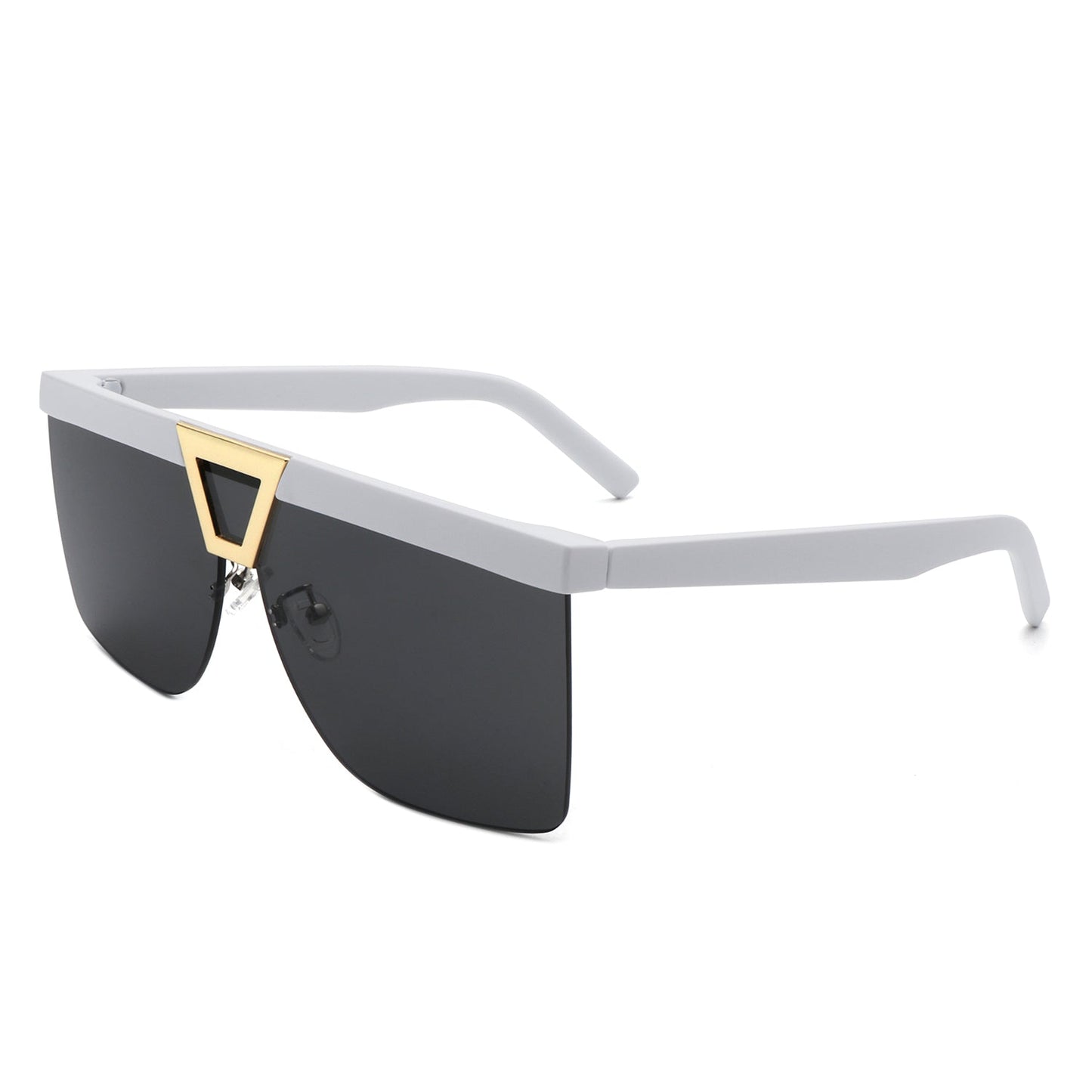 Starview - Oversize Half Frame Tinted Fashion Square Sunglasses - lolaluxeshop