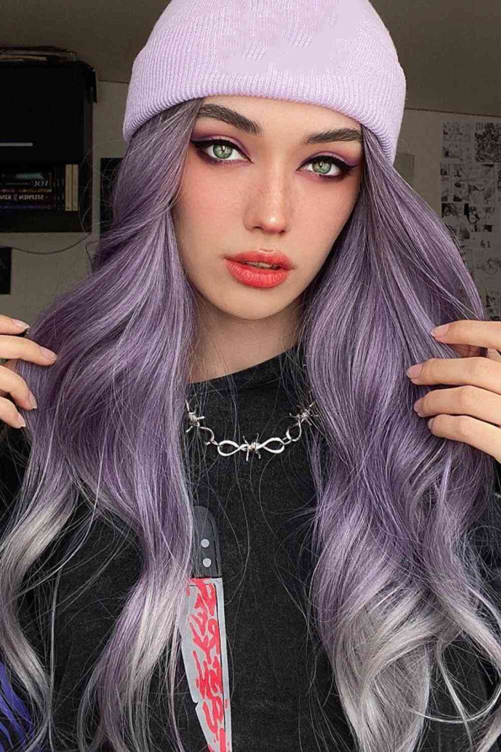 Elegant Wave Full Machine Synthetic Wigs in Purple 26'' - lolaluxeshop