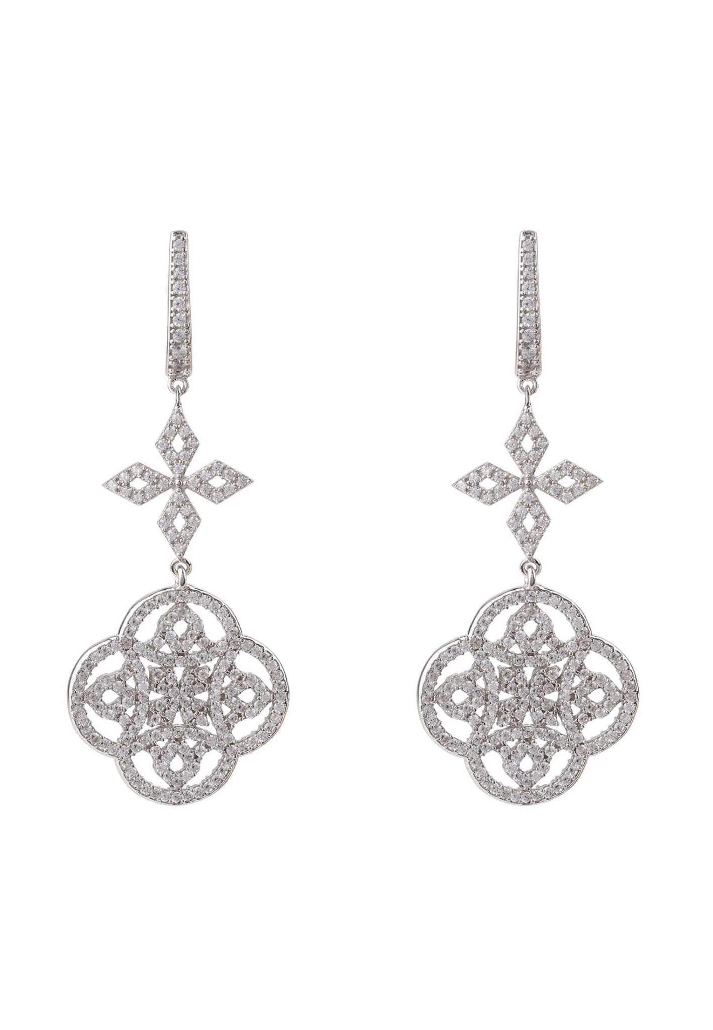 Celtic Knot Clover Drop Earrings Silver - lolaluxeshop