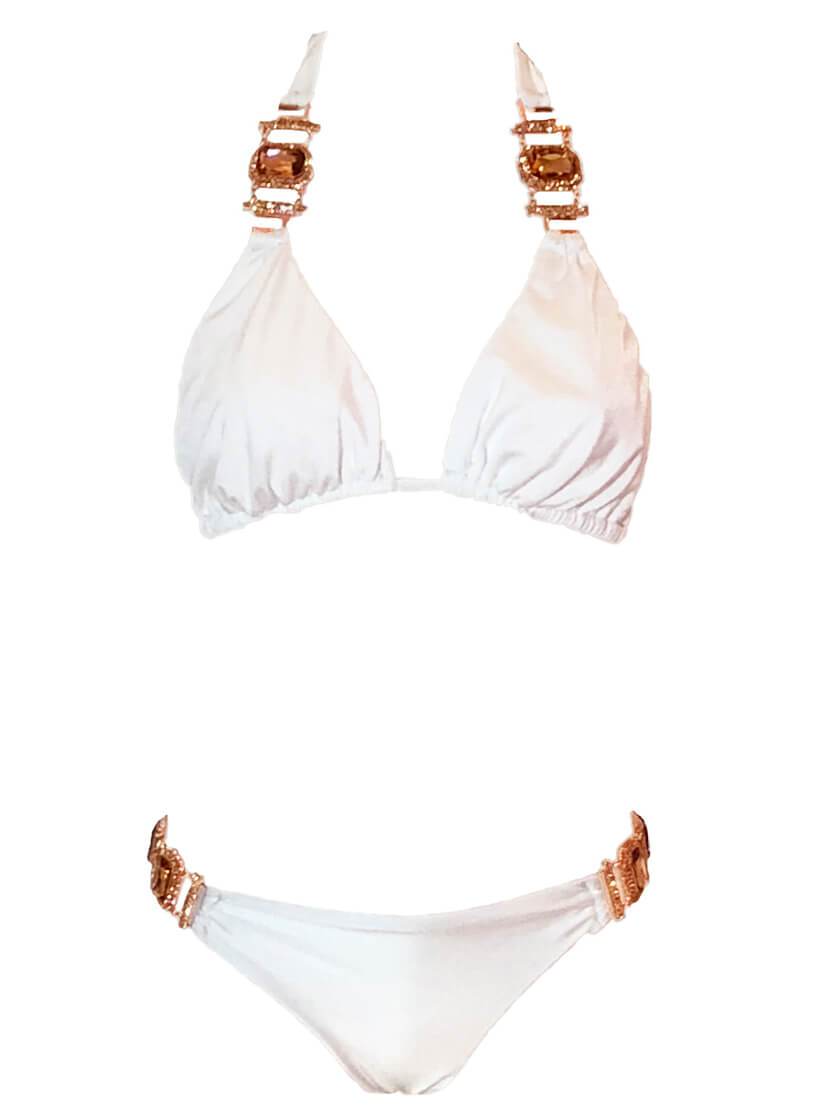 Tina Halter Top & Skimpy Bottom - White - LOLA LUXE