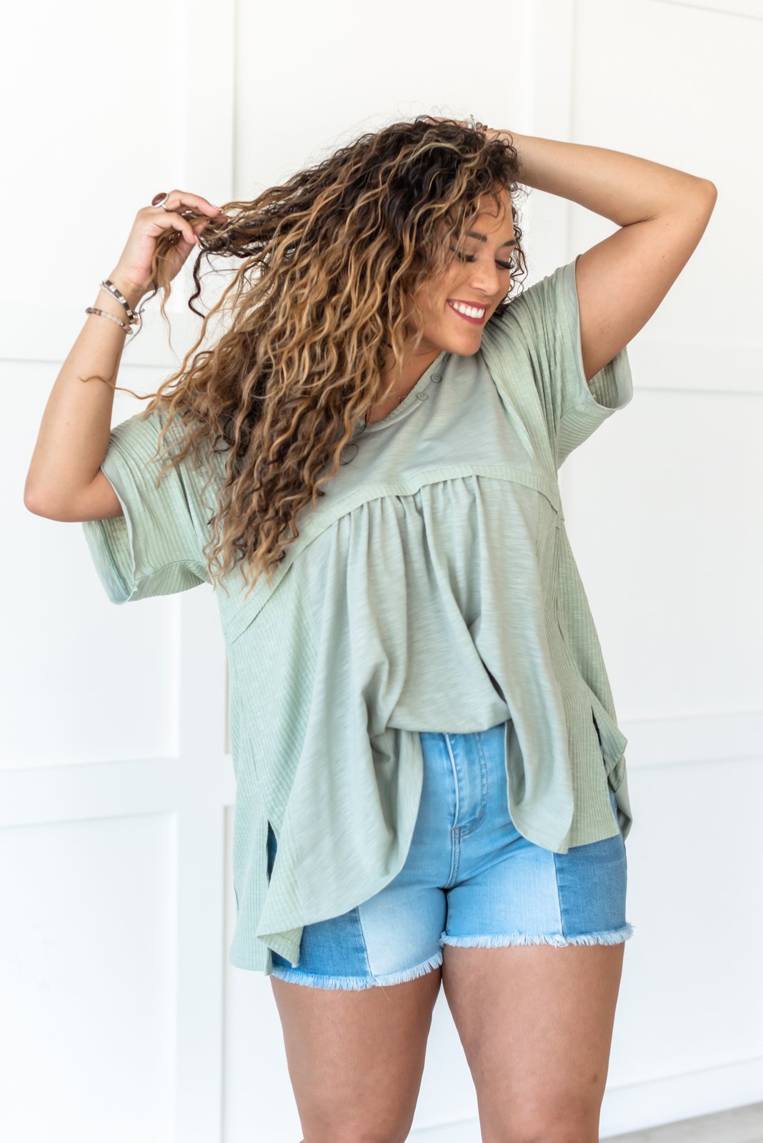 Focus on the Good Button Top - LOLA LUXE