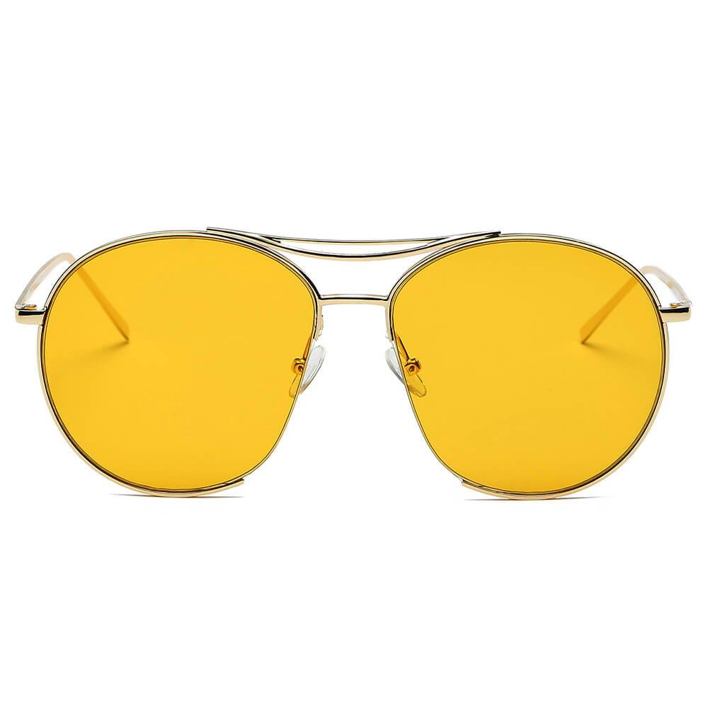 LOUDON | Oversize Tinted Lens Round Aviator Sunglasses - lolaluxeshop