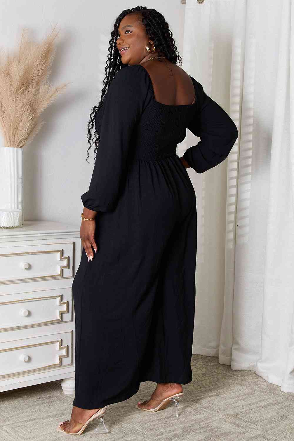 Double Take Square Neck Jumpsuit with Pockets - lolaluxeshop