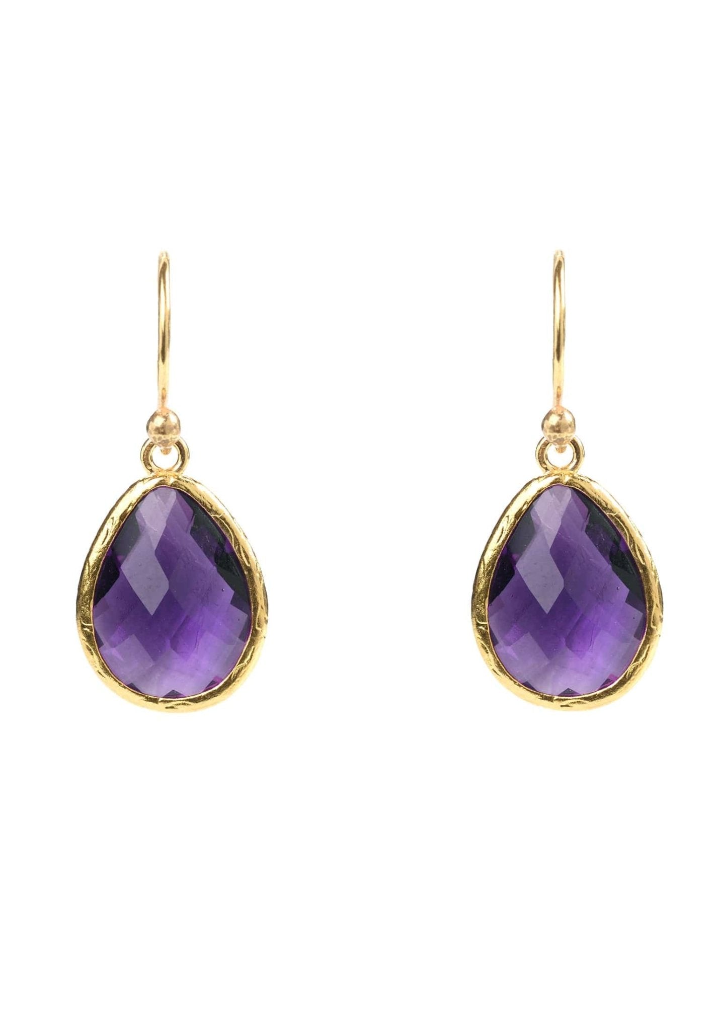 Petite Drop Earrings Amethyst Hydro Gold - lolaluxeshop