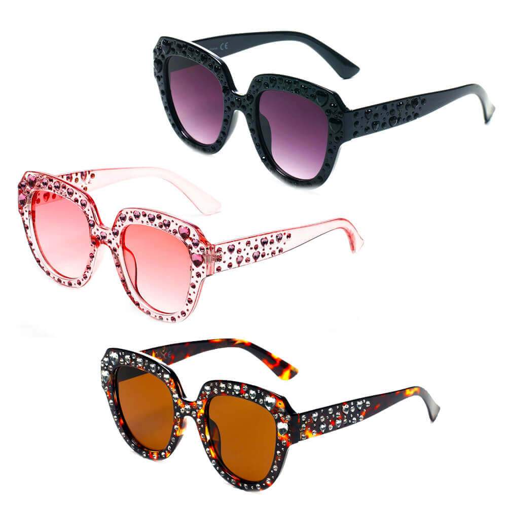 OCALA | Women Round Cat Eye Rhinestone Fashion Sunglasses - lolaluxeshop