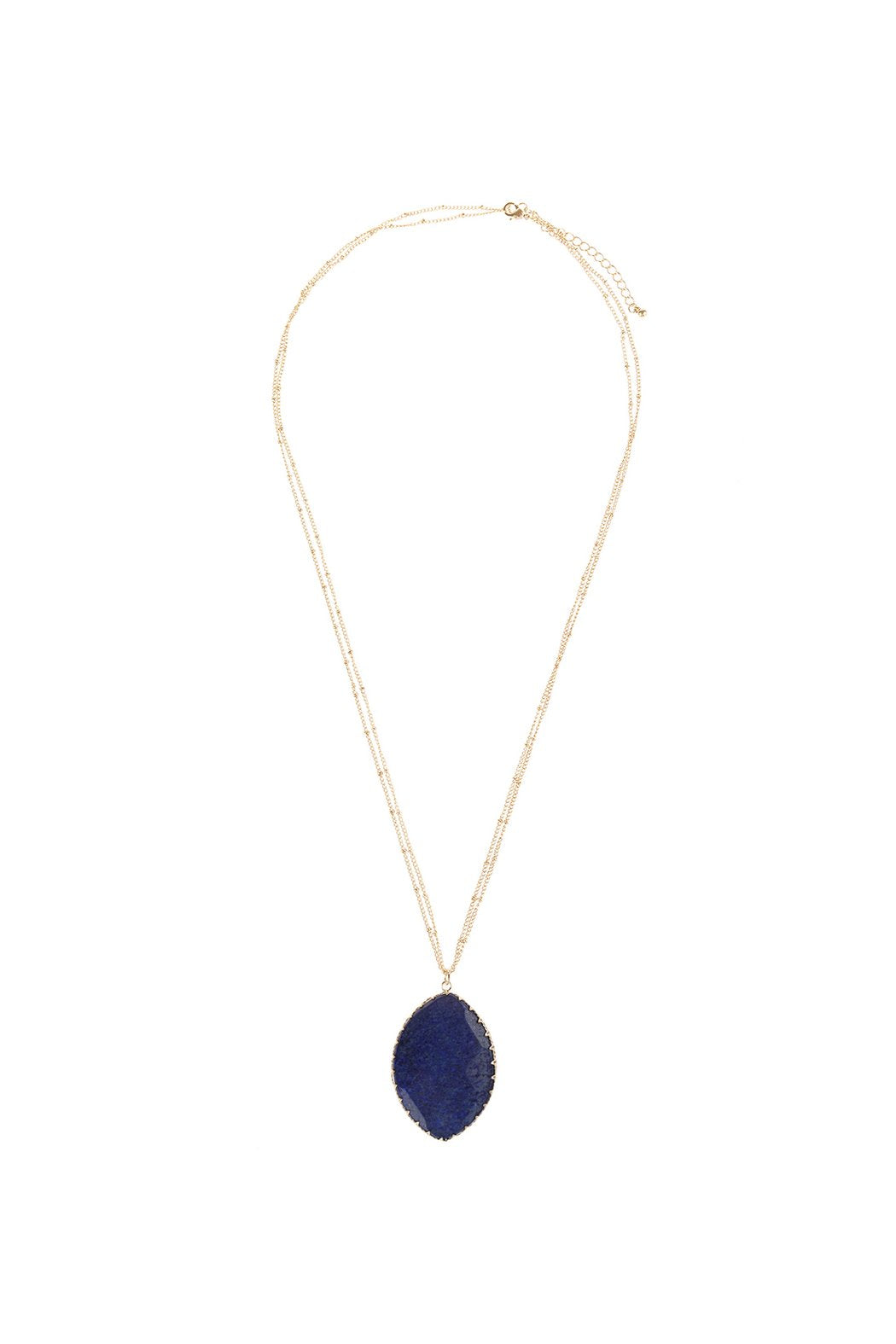 Natural Stone Wrap Oval Pendant Chain Necklace - LOLA LUXE