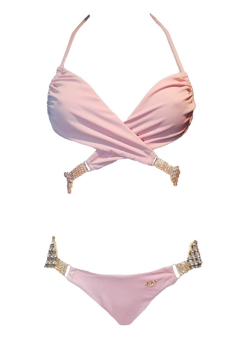 Gina Wrap Top & Skimpy Bottom - Powder Pink - LOLA LUXE