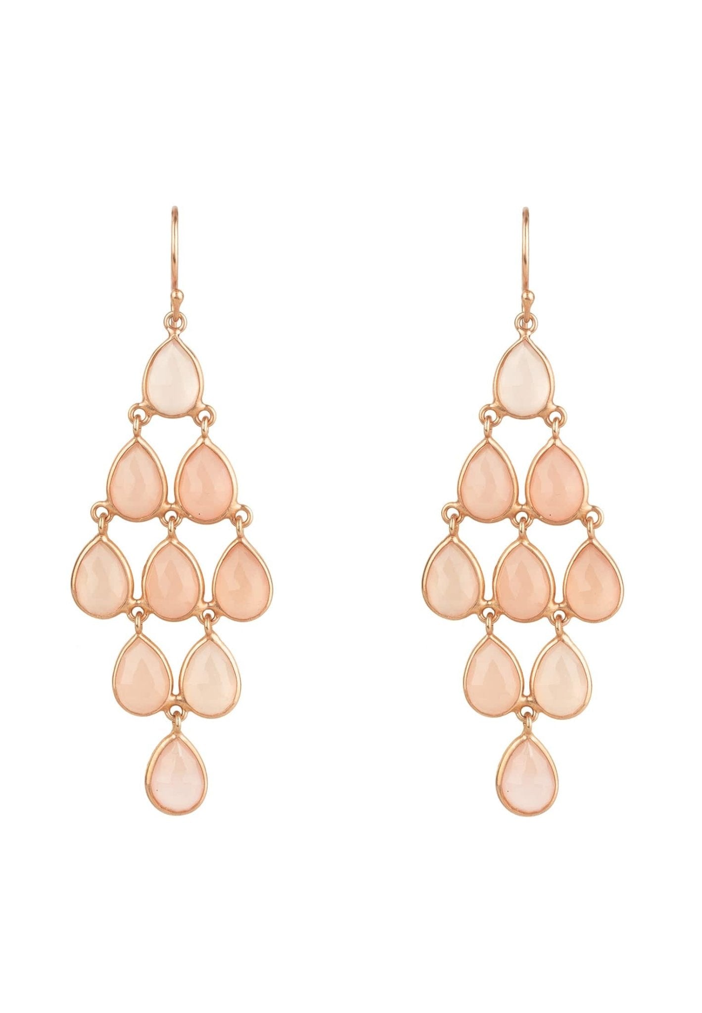 Erviola Gemstone Cascade Earrings Rose Gold Rose Quartz - lolaluxeshop