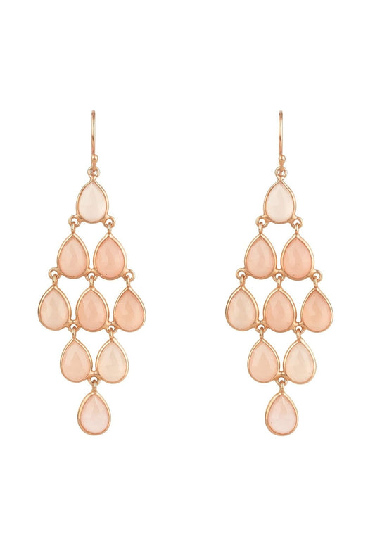 Erviola Gemstone Cascade Earrings Rose Gold Rose Quartz - lolaluxeshop