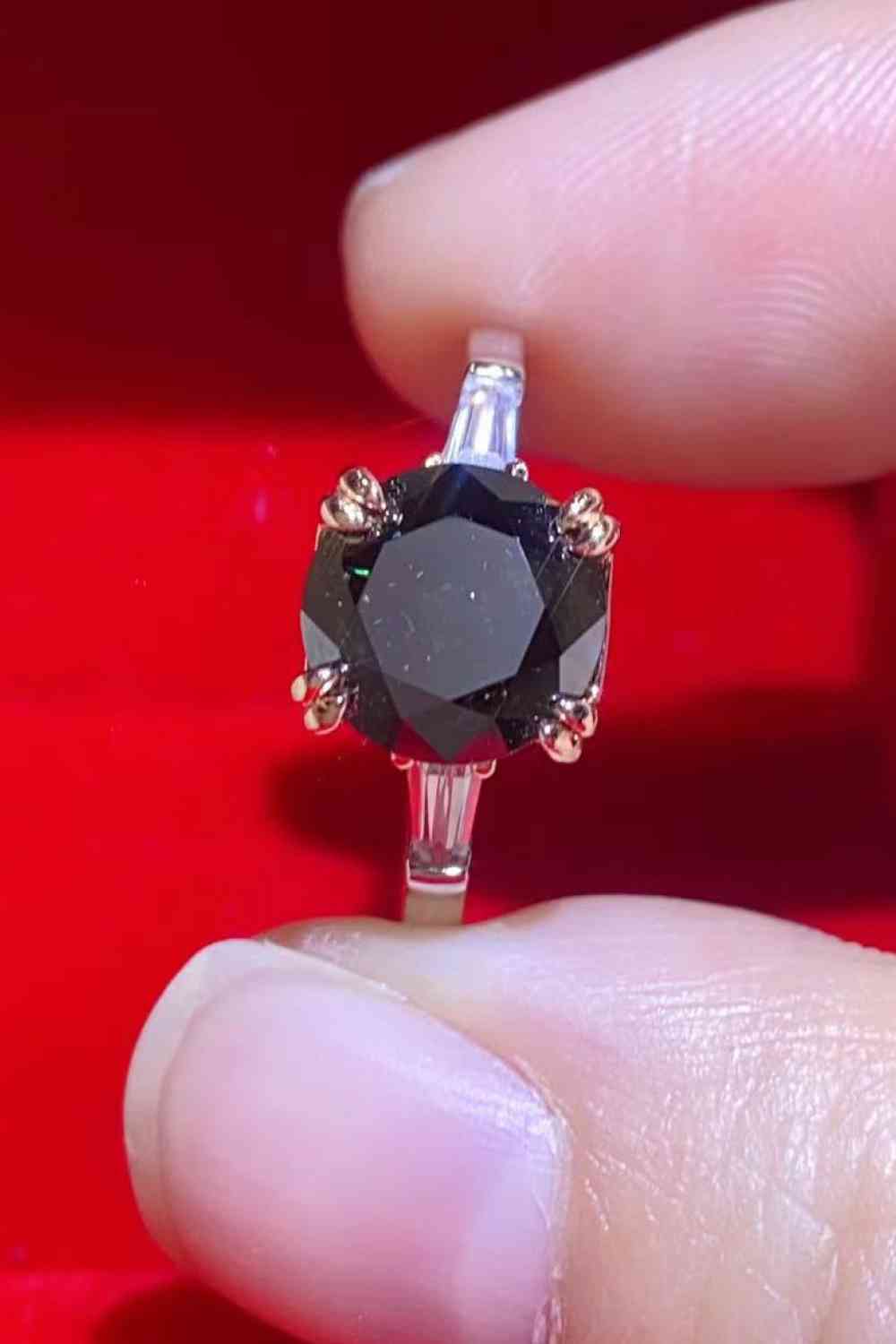 2 Carat Black Moissanite Platinum-Plated Ring - lolaluxeshop