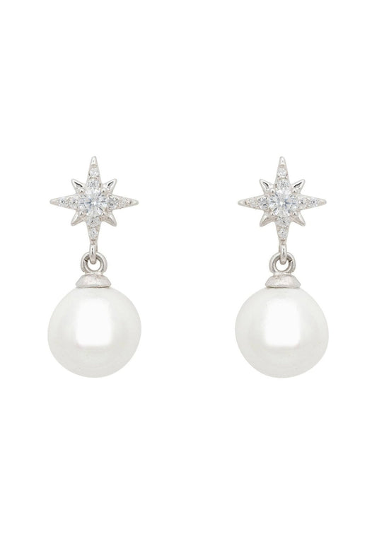 Polaris North Star Pearl Earrings Silver - lolaluxeshop