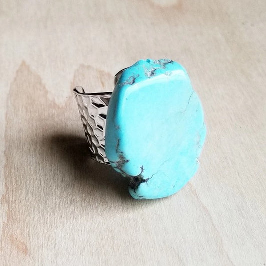 Blue Turquoise Slab Ring - lolaluxeshop