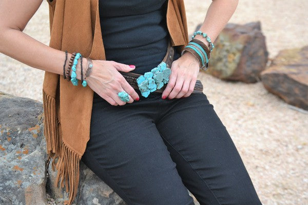 Turquoise Chunk on Cuff Ring - lolaluxeshop