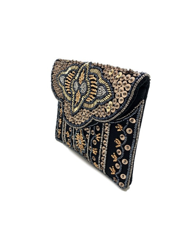 Midnight Dream Beaded Clutch Handbags LMC 103 - LOLA LUXE