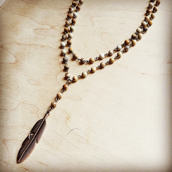 Double strand lariat picture jasper necklace - lolaluxeshop