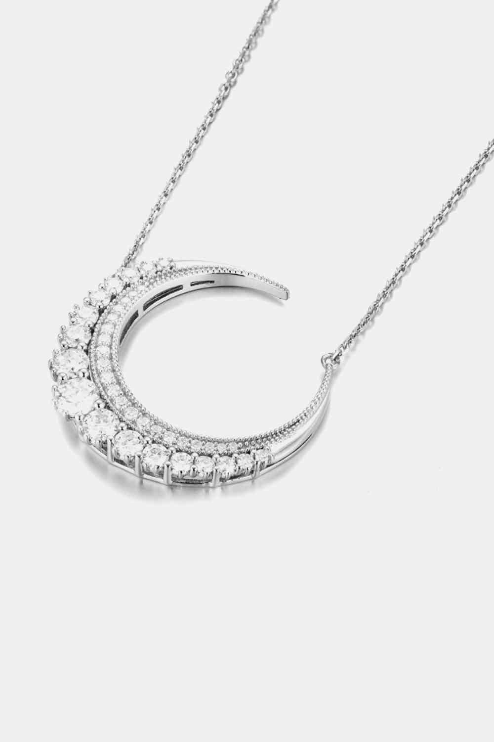 1.8 Carat Moissanite Crescent Moon Shape Pendant Necklace - lolaluxeshop