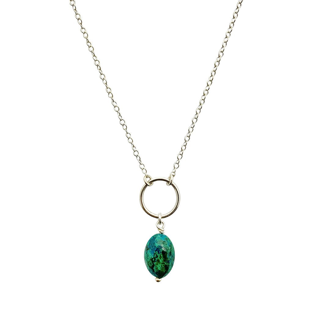 Chrysocolla Circle Necklace - LOLA LUXE