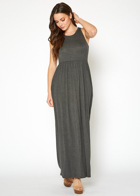 Sleeveless Pleated Maxi Dress - LOLA LUXE