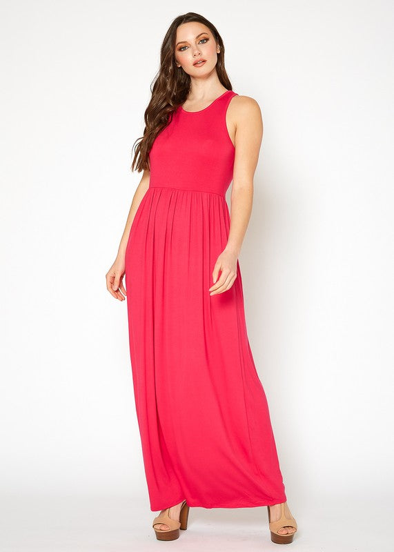 Sleeveless Pleated Maxi Dress - LOLA LUXE