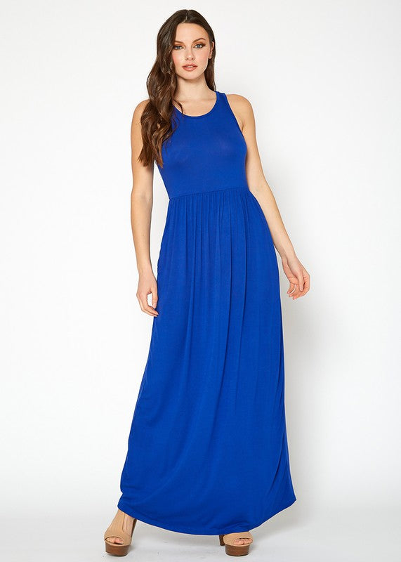 Sleeveless Pleated Maxi Dress - LOLA LUXE