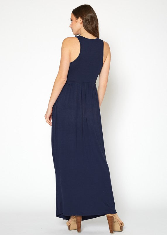 Sleeveless Pleated Maxi Dress - LOLA LUXE