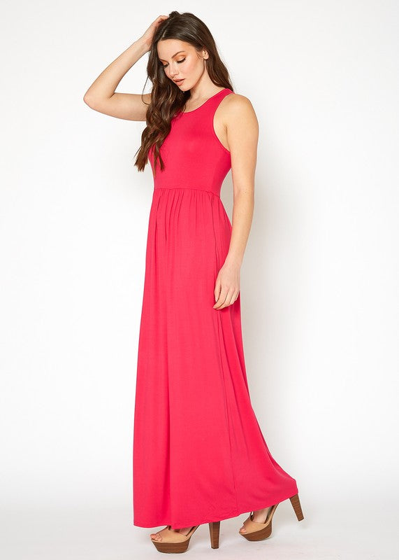 Sleeveless Pleated Maxi Dress - LOLA LUXE