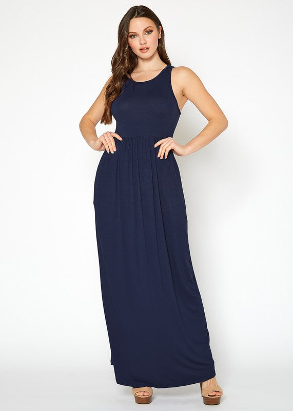 Sleeveless Pleated Maxi Dress - LOLA LUXE