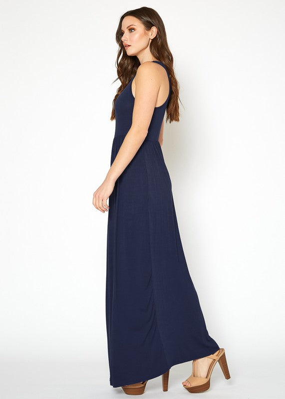 Sleeveless Pleated Maxi Dress - LOLA LUXE