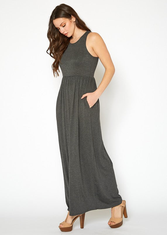 Sleeveless Pleated Maxi Dress - LOLA LUXE