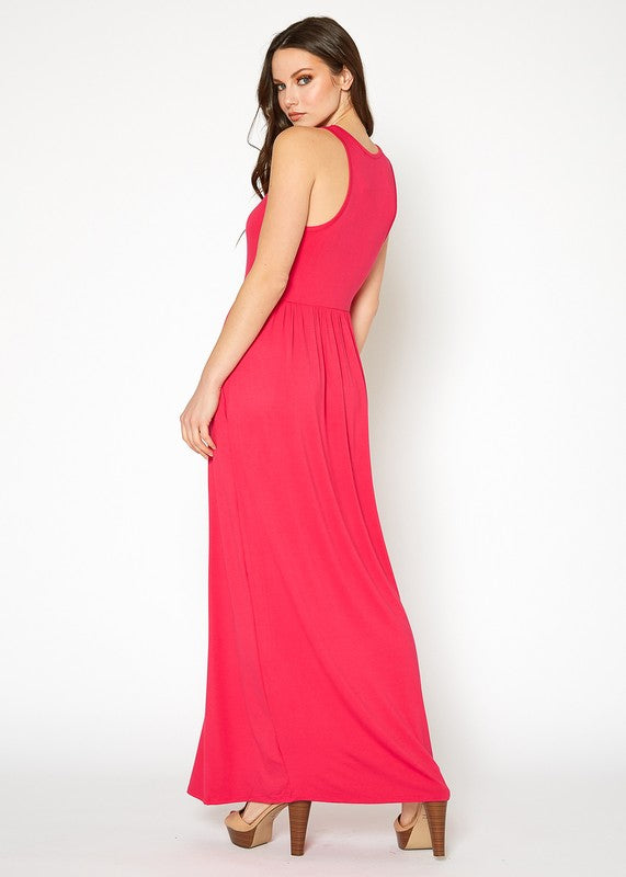 Sleeveless Pleated Maxi Dress - LOLA LUXE