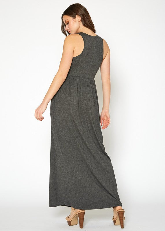 Sleeveless Pleated Maxi Dress - LOLA LUXE