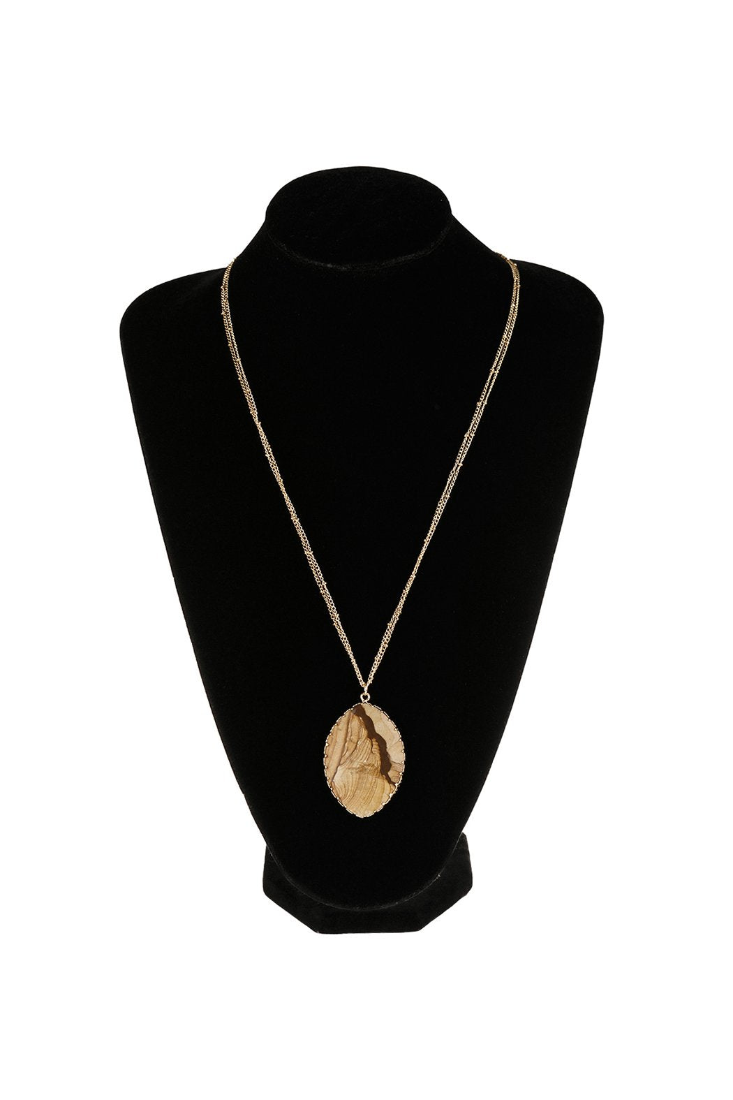 Natural Stone Wrap Oval Pendant Chain Necklace - LOLA LUXE