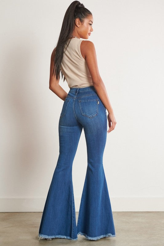 HIGH WAISTED DISTRESSED FLARE - LOLA LUXE