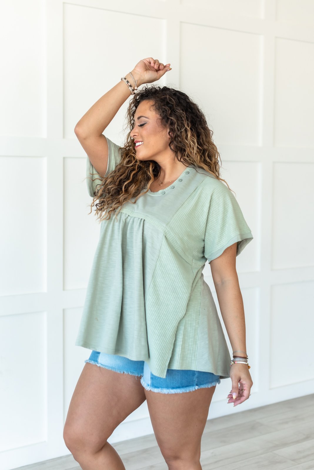 Focus on the Good Button Top - LOLA LUXE