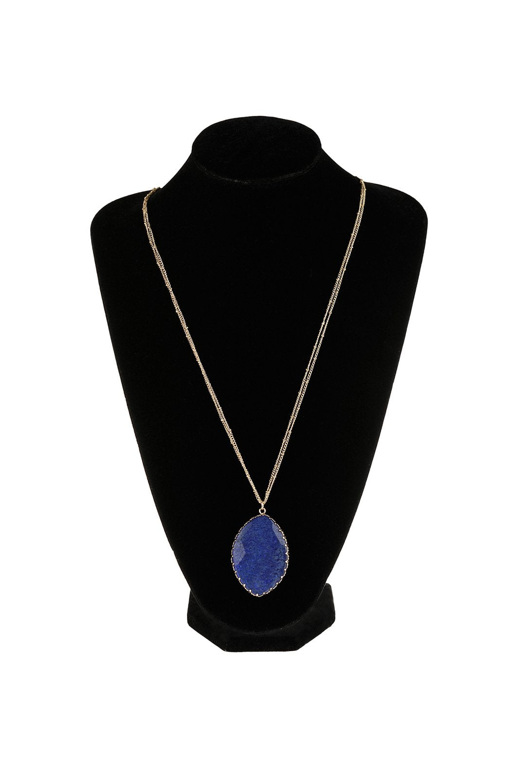 Natural Stone Wrap Oval Pendant Chain Necklace - LOLA LUXE