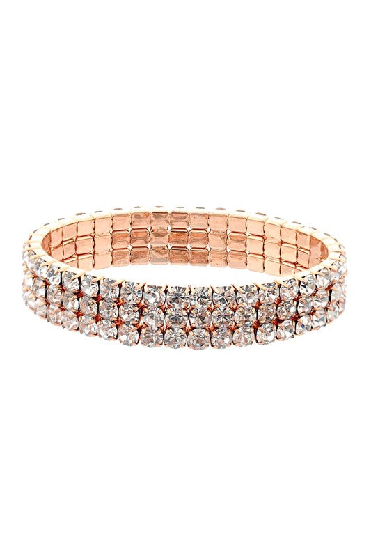 3 Row Strand Line Stretch Rhinestone Bracelet - LOLA LUXE