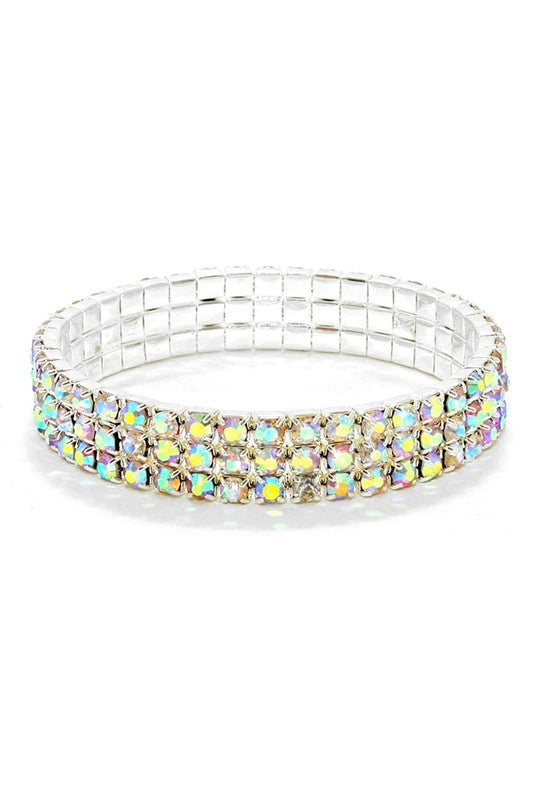 3 Row Strand Line Stretch Rhinestone Bracelet - LOLA LUXE