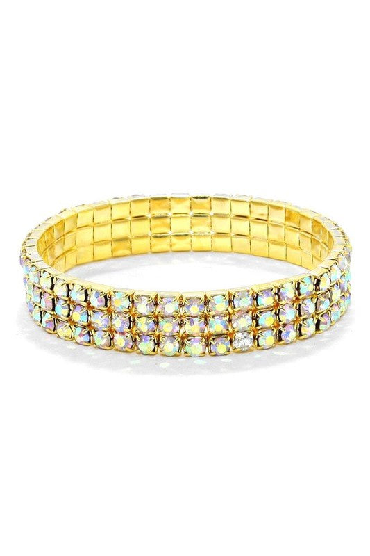 3 Row Strand Line Stretch Rhinestone Bracelet - LOLA LUXE