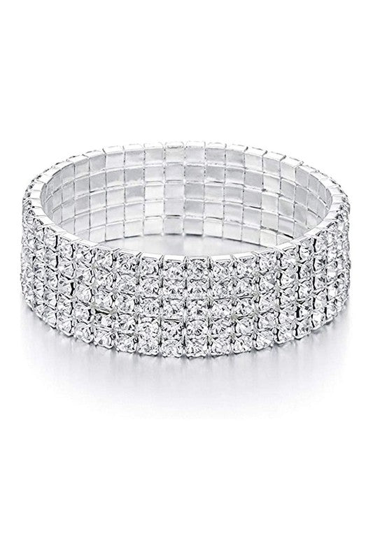 5 Row Strand Line Stretch Rhinestone Bracelet - LOLA LUXE