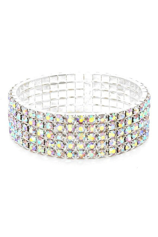 5 Row Strand Line Stretch Rhinestone Bracelet - LOLA LUXE