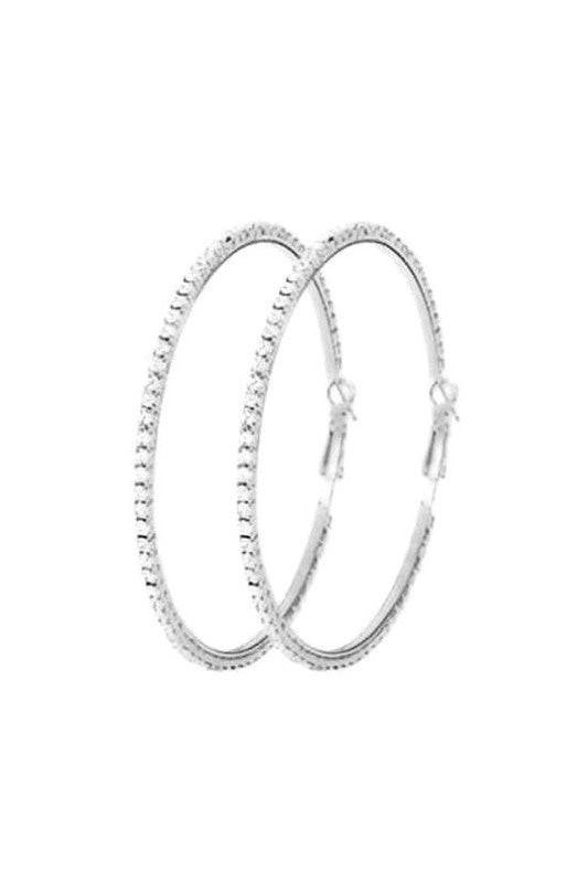 75mm Basic Sparkle Rhinestone Hoop Earrings - LOLA LUXE