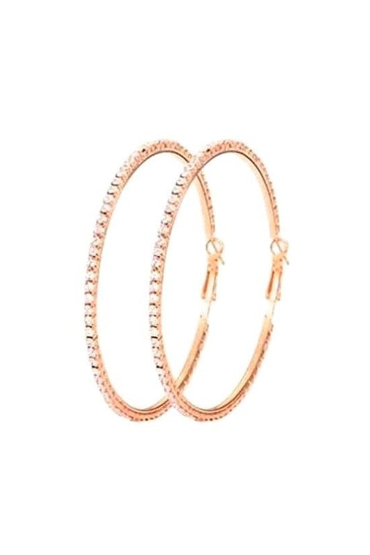 75mm Basic Sparkle Rhinestone Hoop Earrings - LOLA LUXE