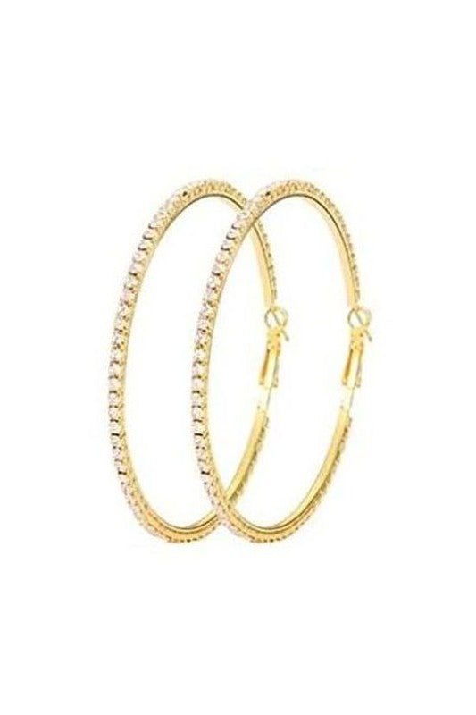 75mm Basic Sparkle Rhinestone Hoop Earrings - LOLA LUXE