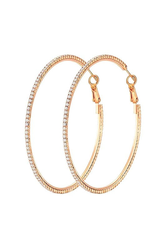 85mm Basic Sparkle Rhinestone Hoop Earrings - LOLA LUXE