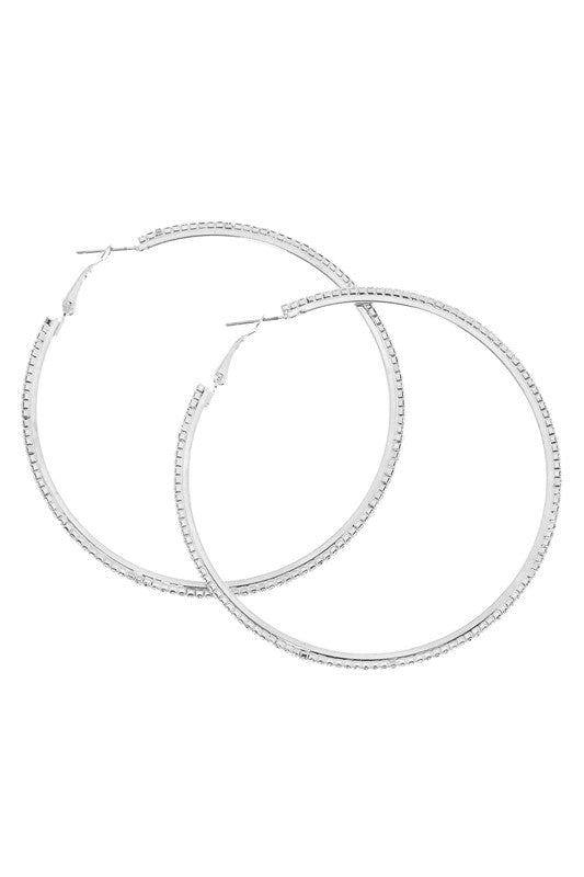 105mm Basic Sparkle Rhinestone Hoop Earrings - LOLA LUXE