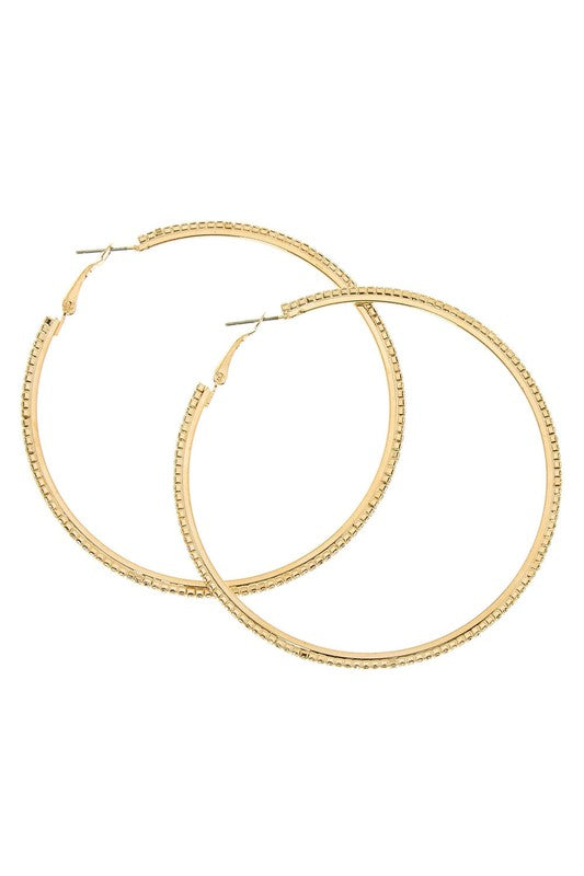 105mm Basic Sparkle Rhinestone Hoop Earrings - LOLA LUXE